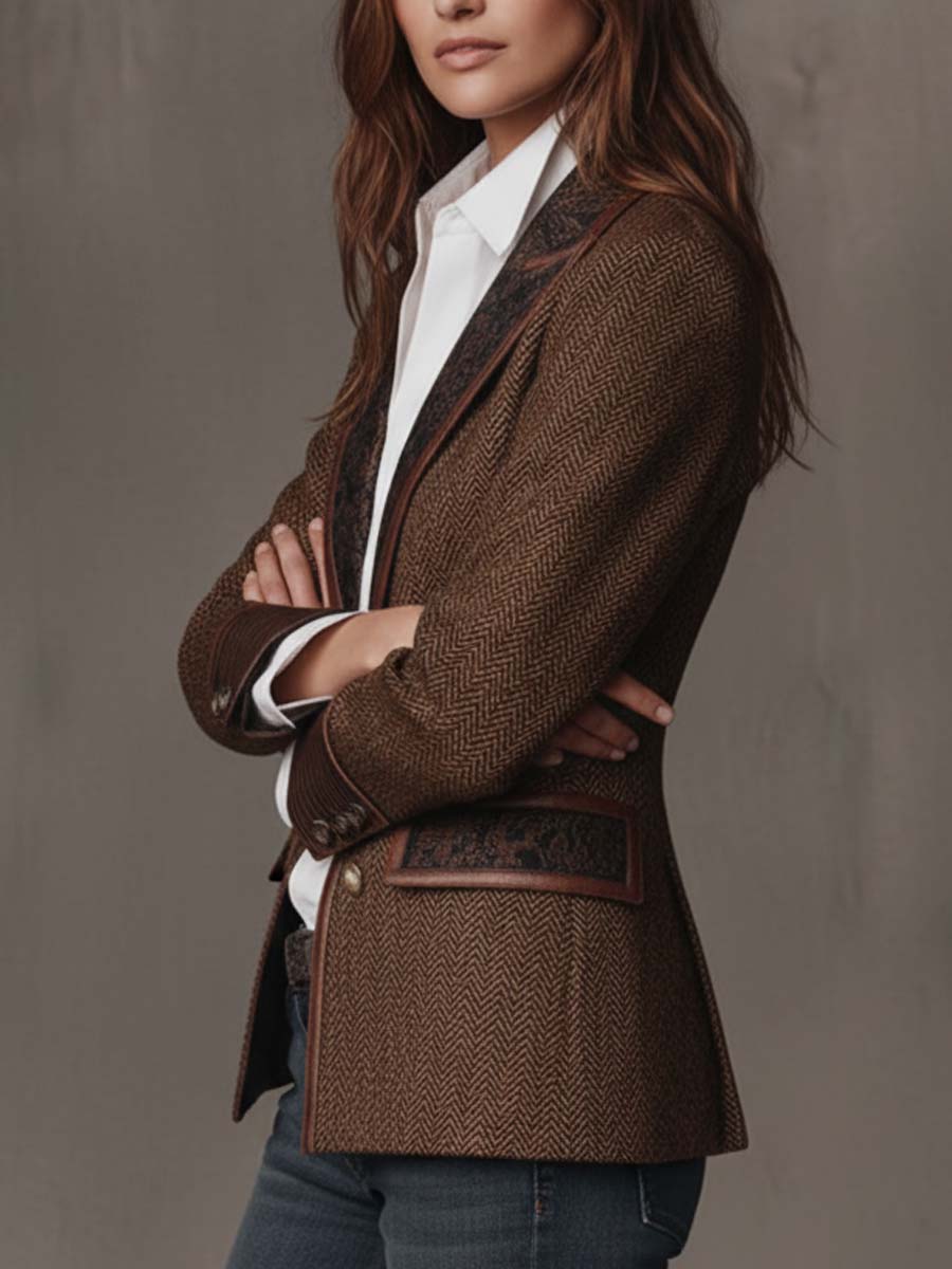 Gisèle | Blazer con Paneles Estampado Chevron