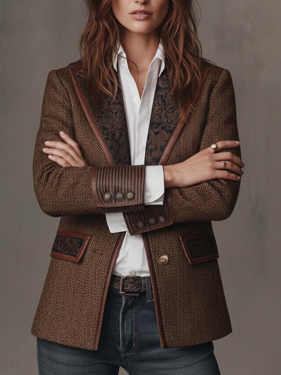 Gisèle | Blazer con Paneles Estampado Chevron