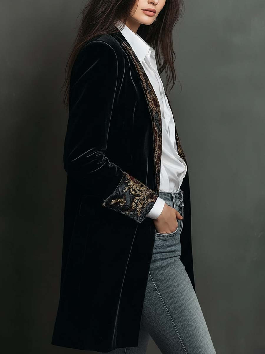 Léontine | Blazer Ajustado Estampado Barroco Negro
