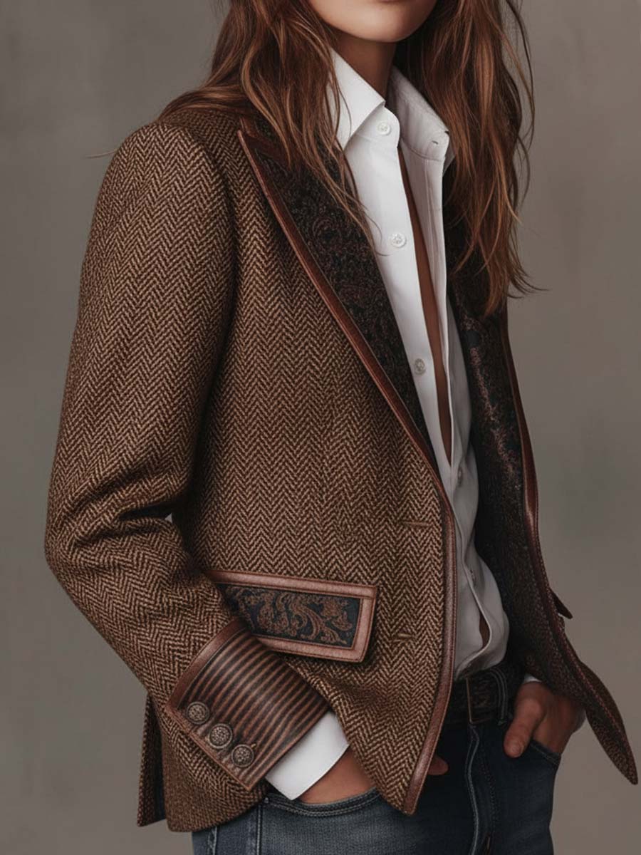Gisèle | Blazer con Paneles Estampado Chevron