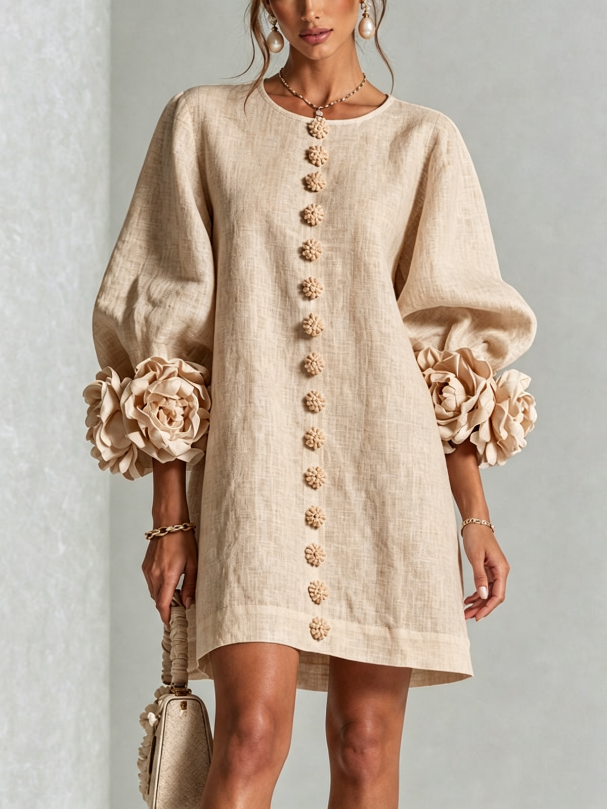 Élodie — Vestido Mini Floral con Botones