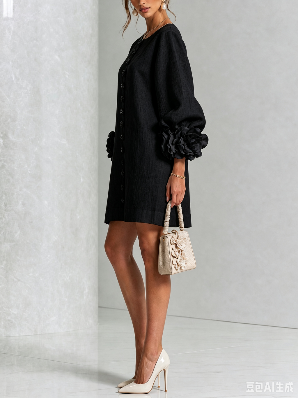 Élodie — Vestido Mini Floral con Botones