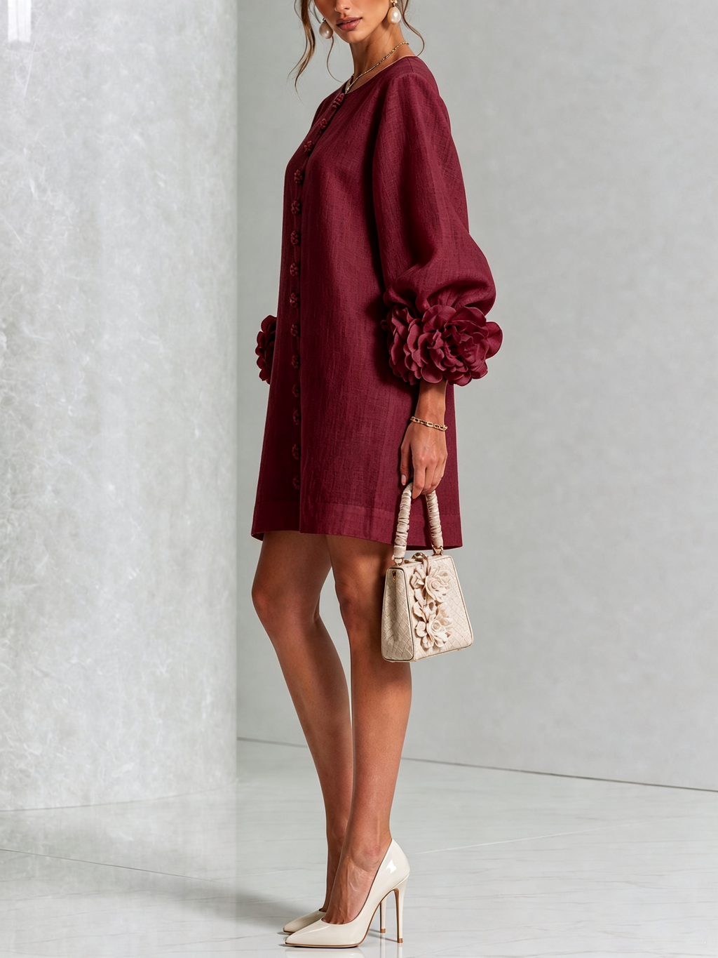 Élodie — Vestido Mini Floral con Botones