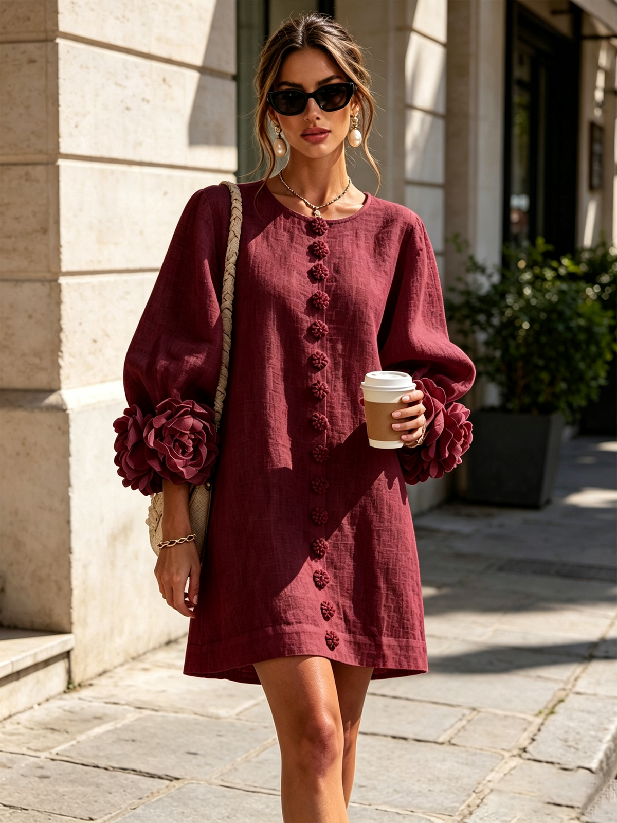 Élodie — Vestido Mini Floral con Botones