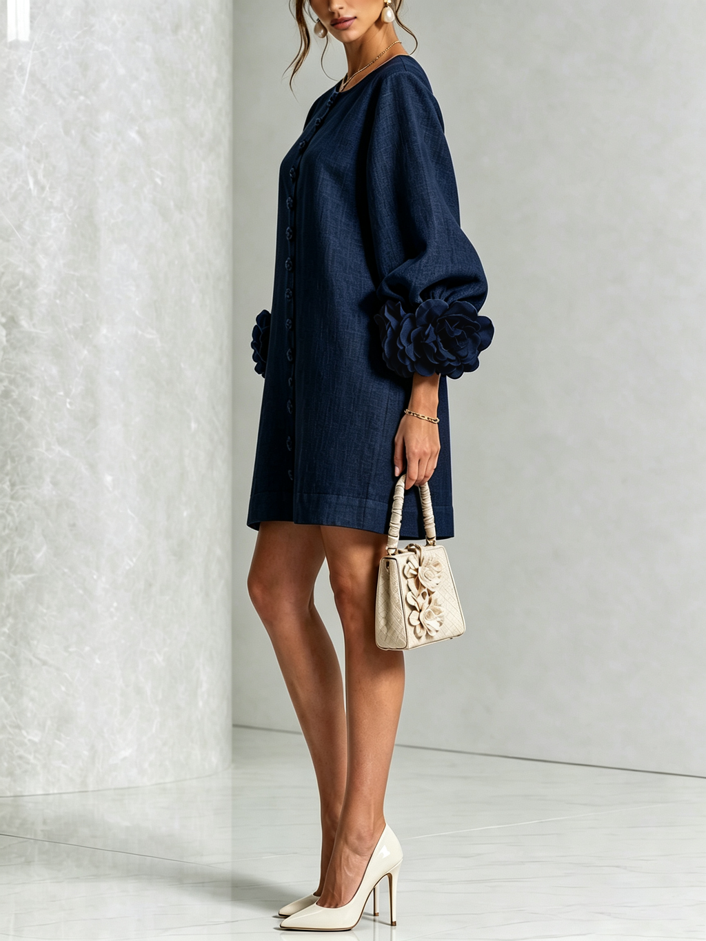 Élodie — Vestido Mini Floral con Botones