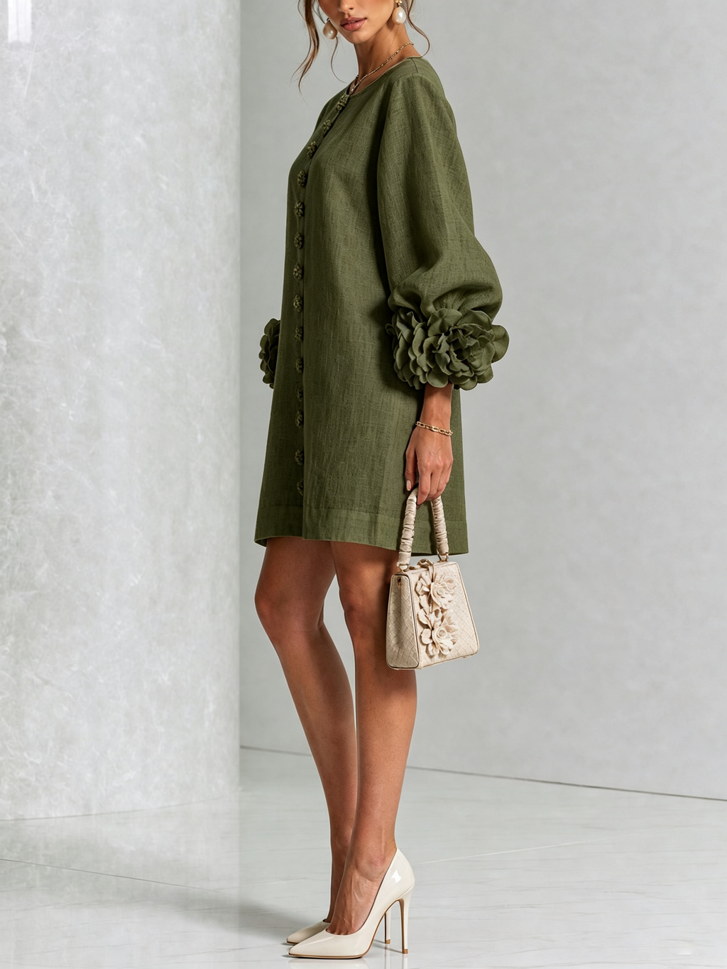 Élodie — Vestido Mini Floral con Botones
