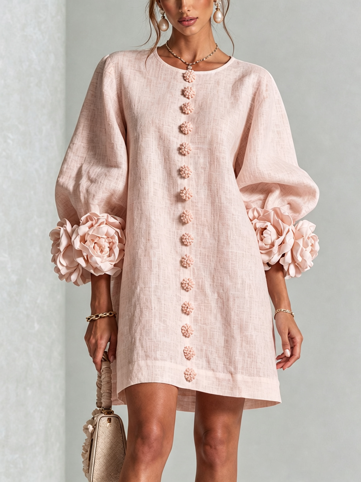 Élodie — Vestido Mini Floral con Botones