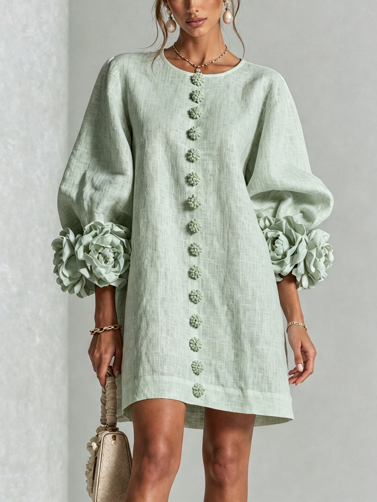Élodie — Vestido Mini Floral con Botones