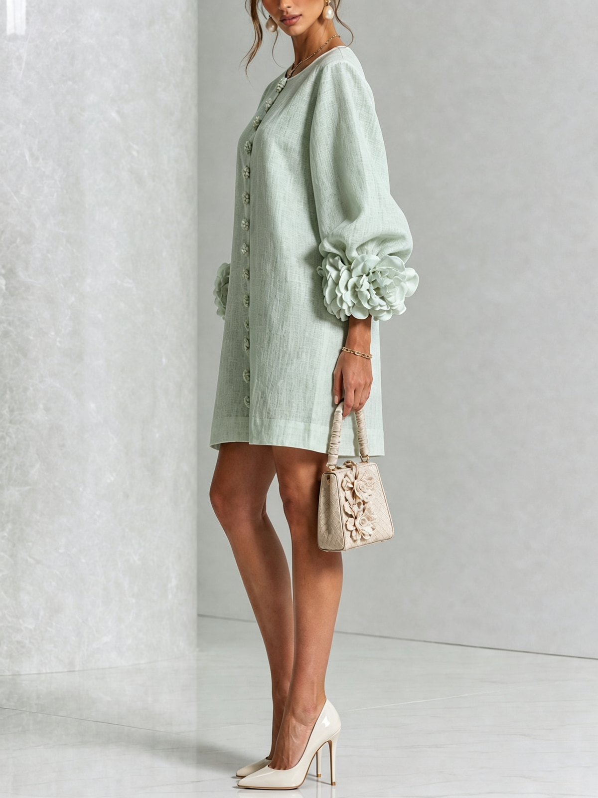 Élodie — Vestido Mini Floral con Botones