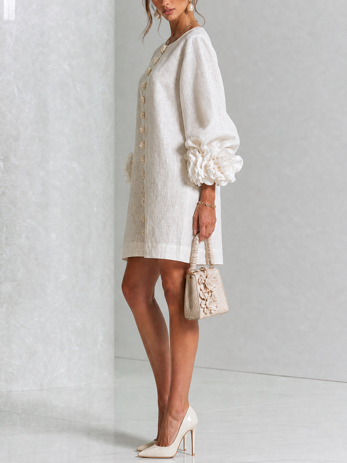 Élodie — Vestido Mini Floral con Botones