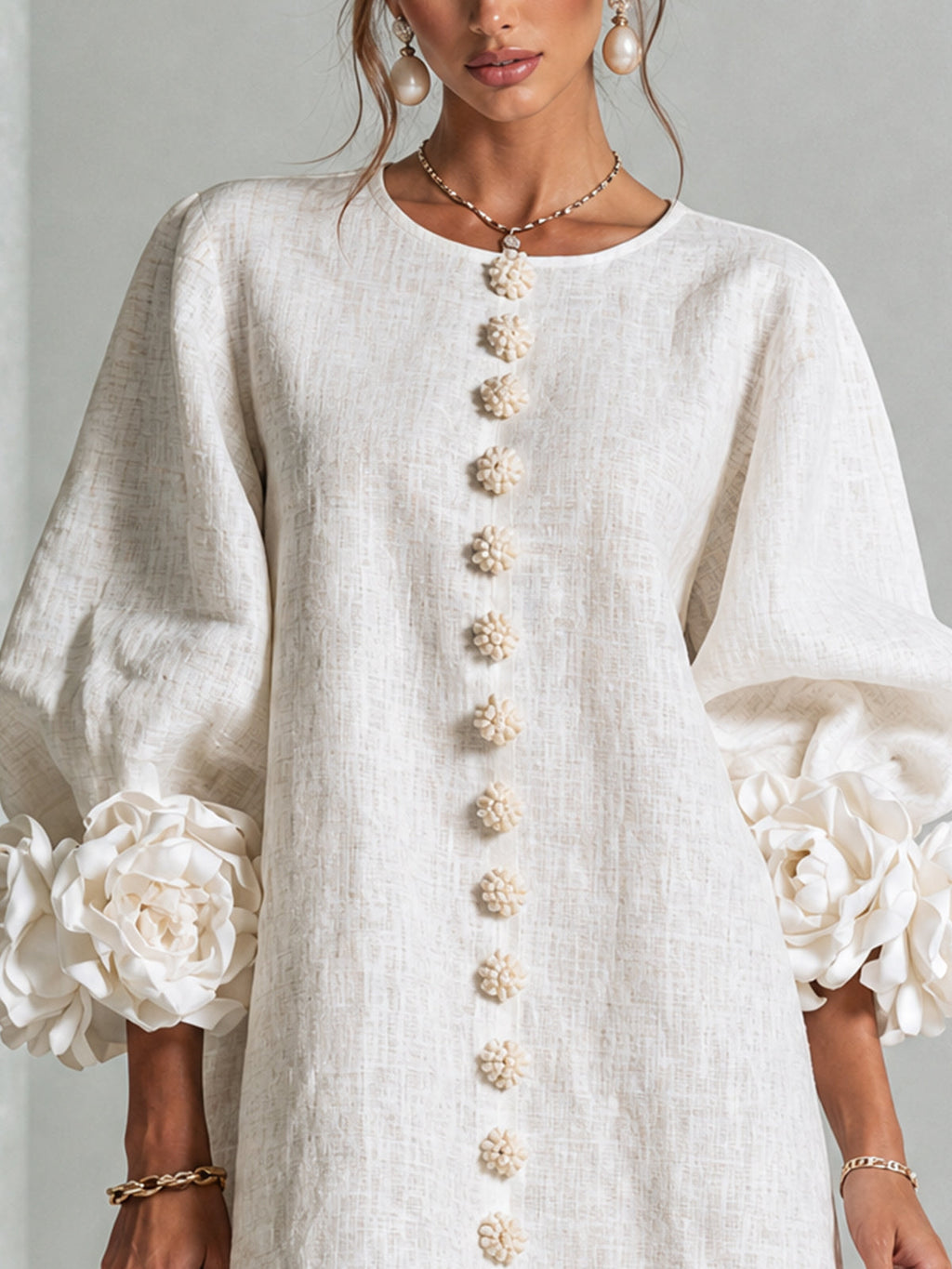 Élodie — Vestido Mini Floral con Botones
