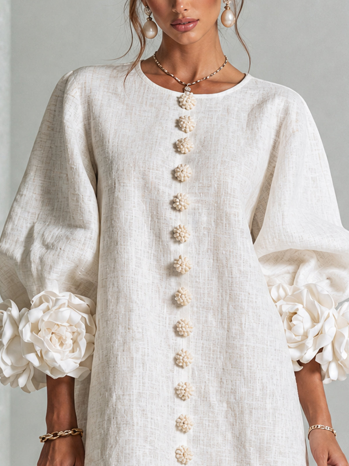Élodie — Vestido Mini Floral con Botones