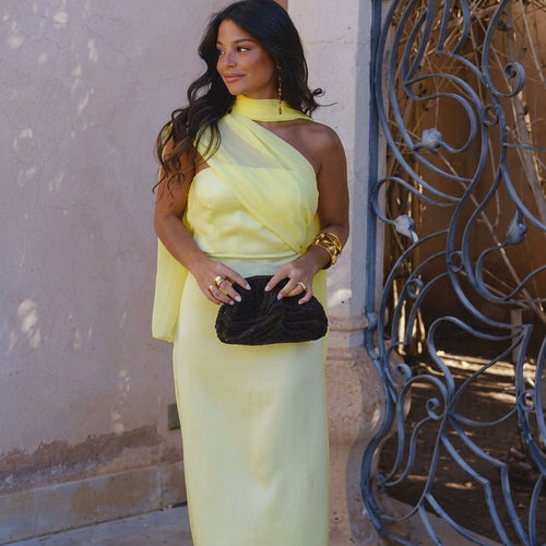 Aloe — Vestido con Escote Cruzado Asimétrico