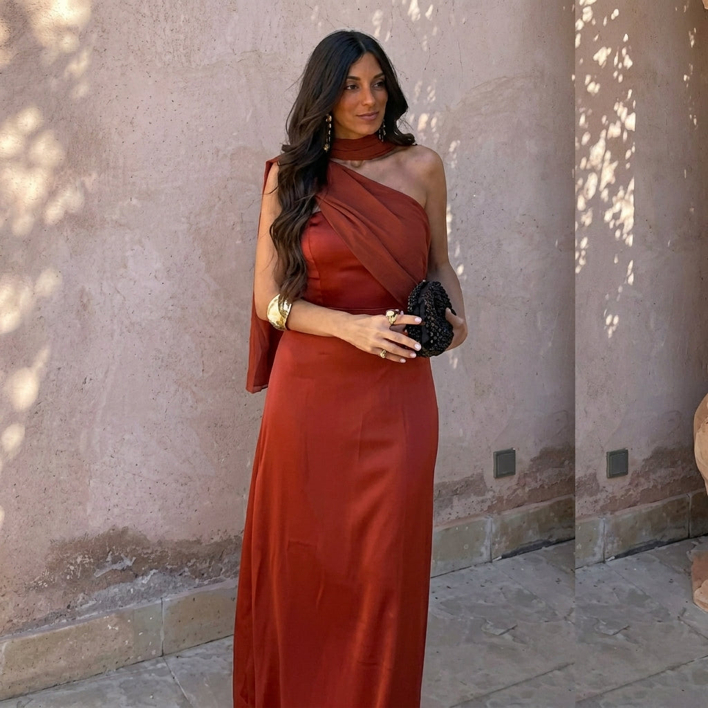 Aloe — Vestido con Escote Cruzado Asimétrico