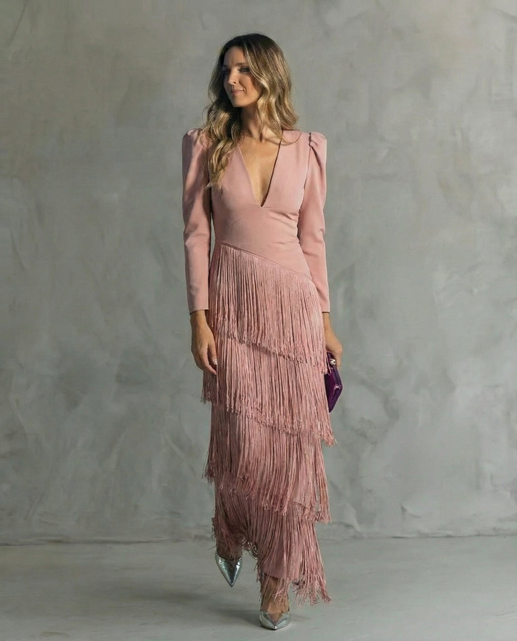 Chiara — Vestido con Mangas de Flecos