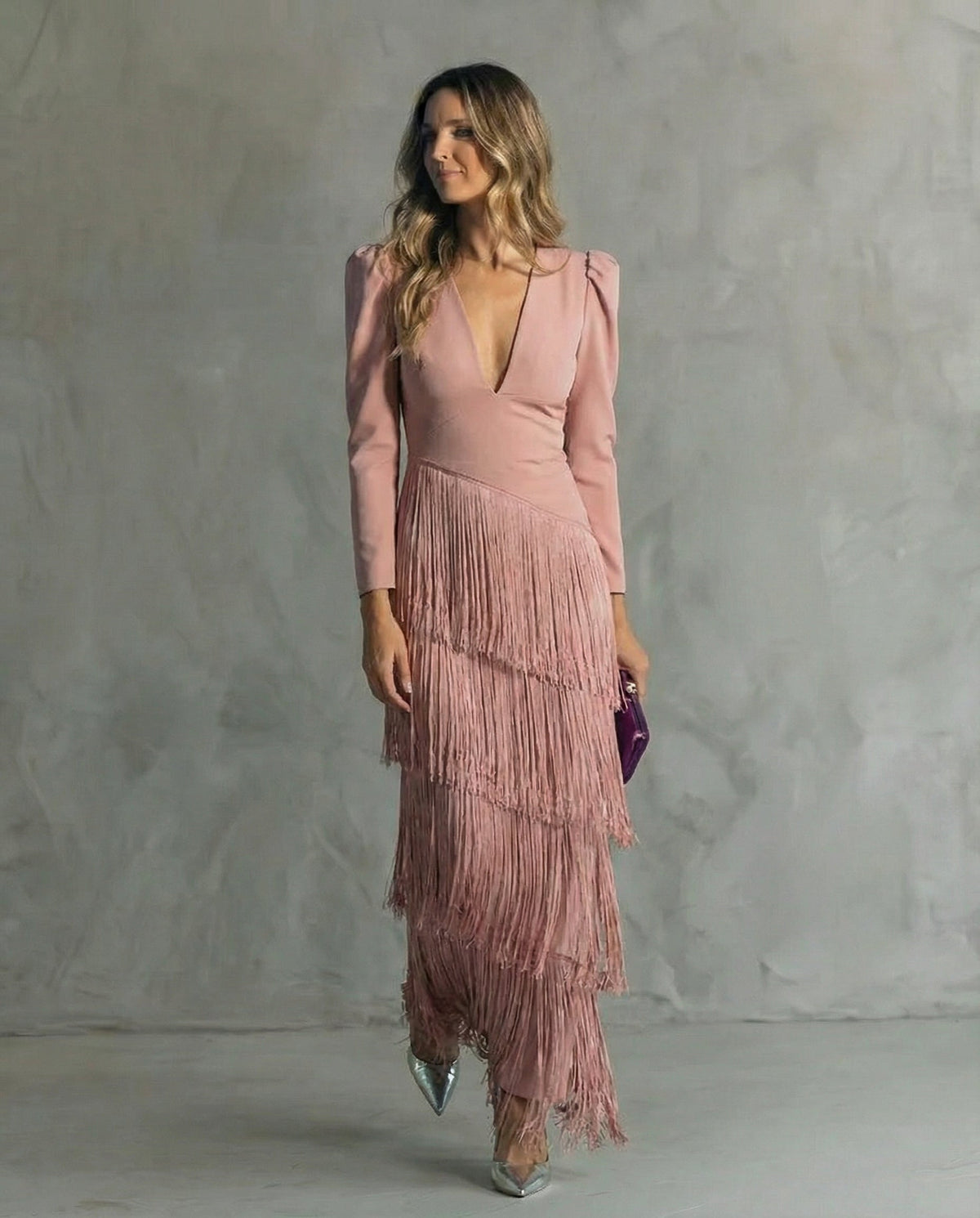 Chiara — Vestido con Mangas de Flecos