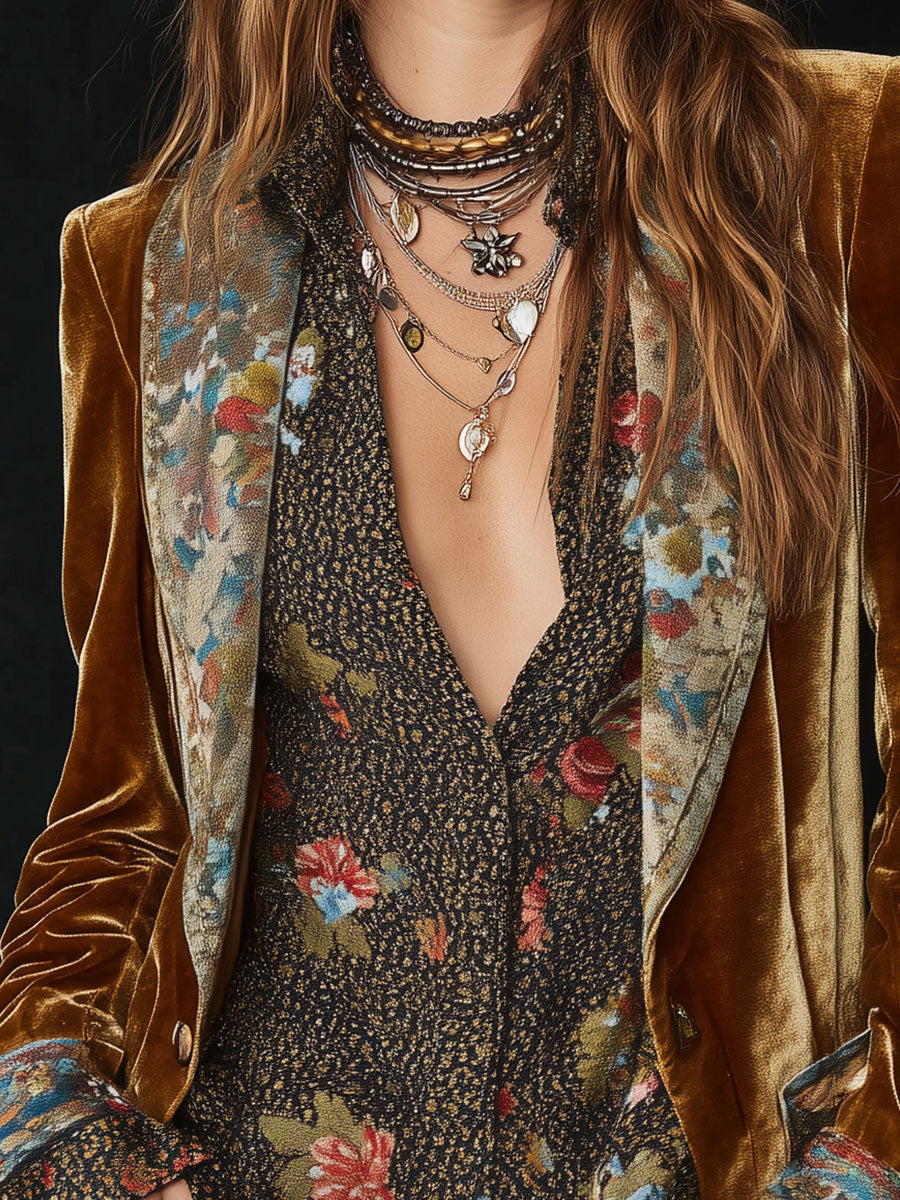 Marcelline | Blazer Patchwork Estampado Floral Vintage