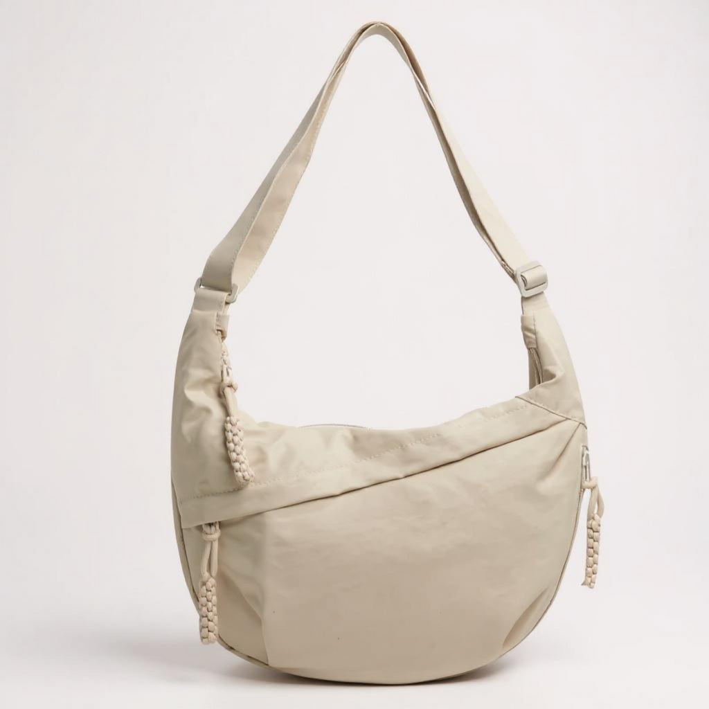Elena, bolso de hombro beige de nylon
