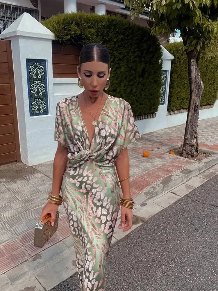 Vestido midi estampado detalle