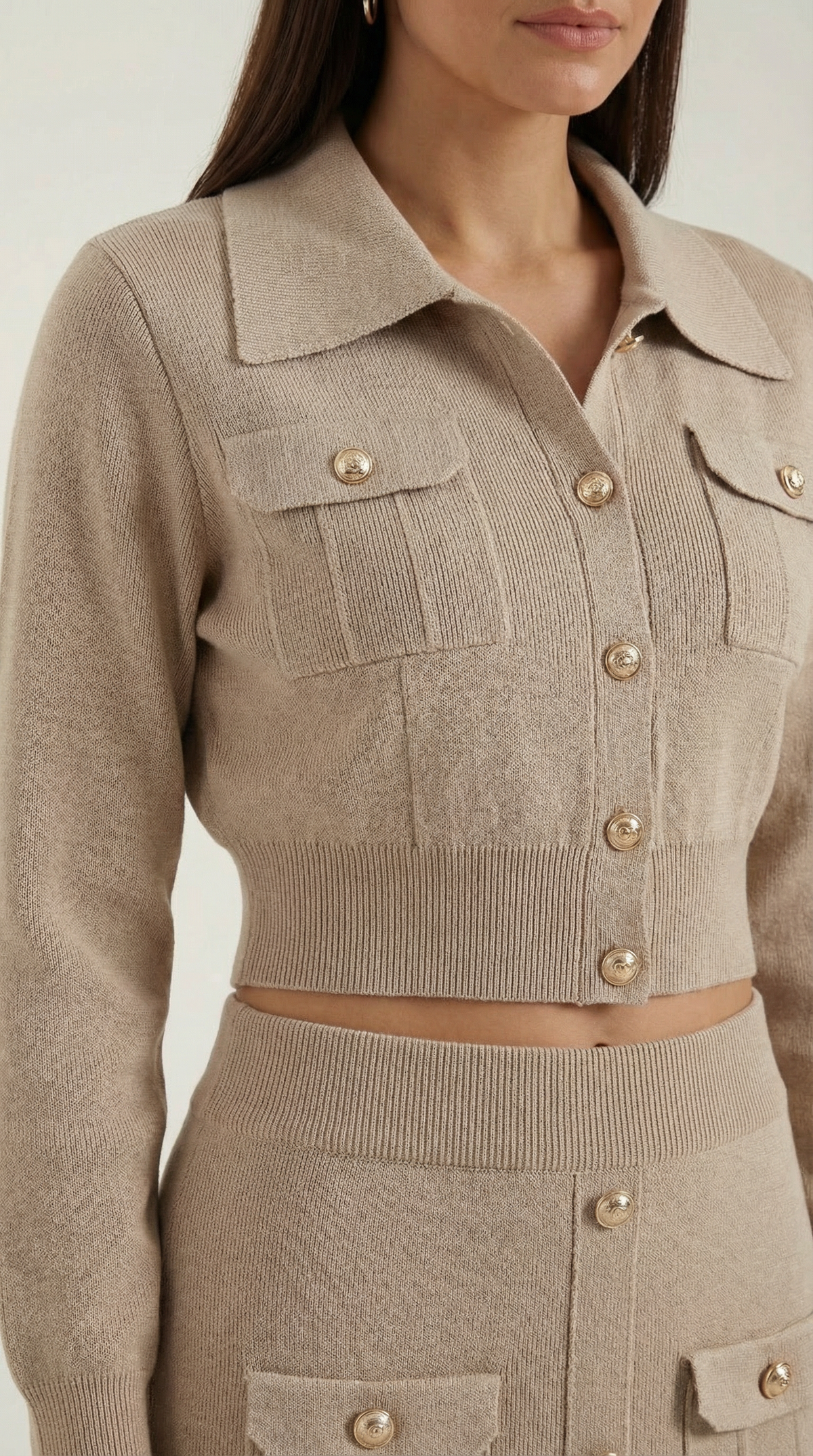 Conjunto de punto Evelyn Luxe con botones