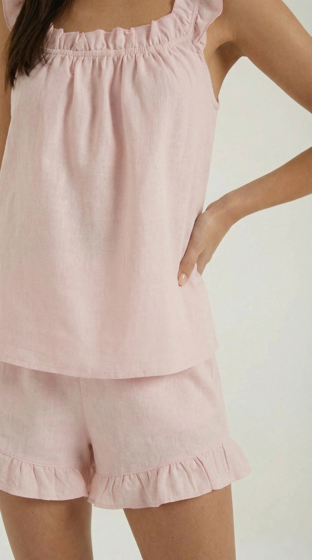 Conjunto Helen de algodón con detalles de volantes