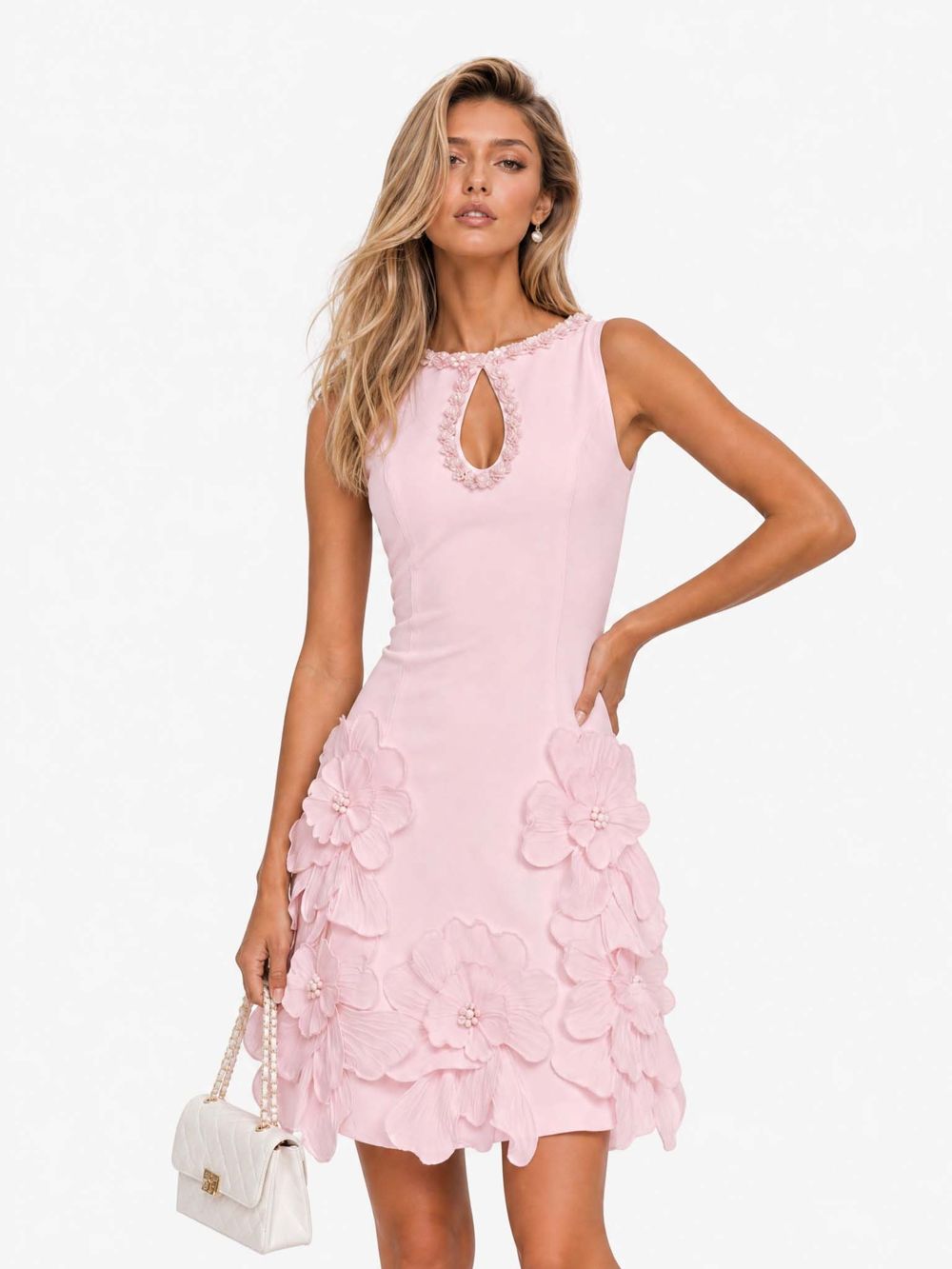 Vestido Mini Elegante sin Mangas con Recorte